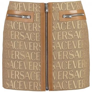 Versace Women's Jacquard Mini Skirt in Beige | Size 40 | 10109261A03315 Color 2N740