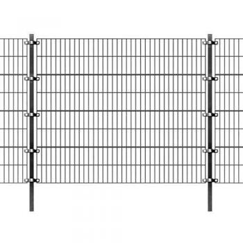vidaXL Panel Valla Postes 6x1.6 m Gris Cerca Cercado Vallado Reja Malla Metal