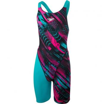 Speedo Fastskin Endurance+ Openback Kneeskin Bañador de Competición Largo, Niñas, Turquesa
