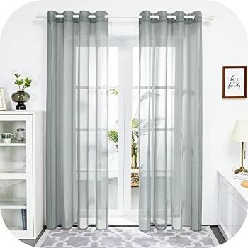 Amazon Brand - Umi Cortinas para Ventana Habitacion Blancos Translucidas para Salon Visillos Salon de Moderno Infantil 2 Paneles 140x245cm Gris