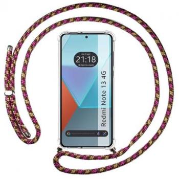 Funda Colgante Transparente Rosa/Dorado para Xiaomi Redmi Note 13 4G