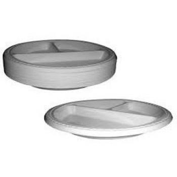 50 pcs 10 Deep 3-Compartment Plastic Disposable Plates