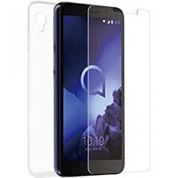 muvit for change Pack Alcatel 1 2020 4G Funda Cristal Soft +Protector de Pantalla Vidrio Templado Plano