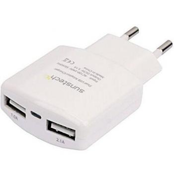Sunstech ACU30WT - Cargador AC dual x 2 USB