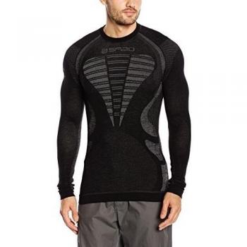 Spaio Merino Camiseta de hombre de mangas largas, negro/gris, M