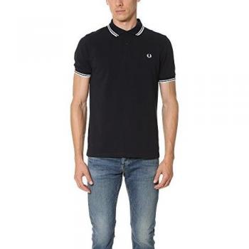 Fred Perry Mens Twin Tipped Signature Polo Shirt - Navy/White, Size M, Slim Fit, Cotton