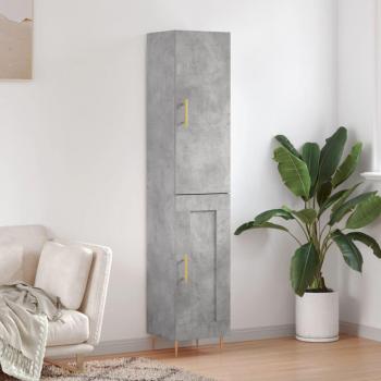 Aparador de madera contrachapada 34,5x34x180 cm con 1 puerta de madera en color gris hormigón, Mueble de Almacenaje para Salón, Buffet y Armario Auxiliar