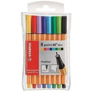 Rotulador punta fina STABILO point 88 Mini - Estuche con 8 colores