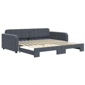 Sofá cama nido de terciopelo gris oscuro 100x200 cm con estructura extraíble y convertible