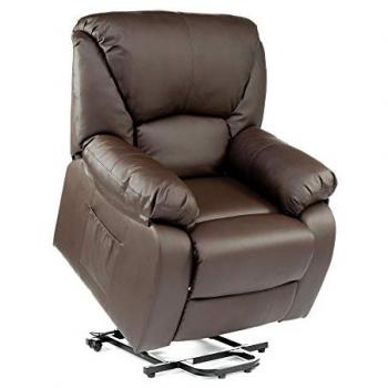 Sillón de Masaje Elevador Relax Chamonix - Reclinación Eléctrica 160º, Calor Lumbar, Programas Automáticos, Vibro Ondulación, Color Marrón