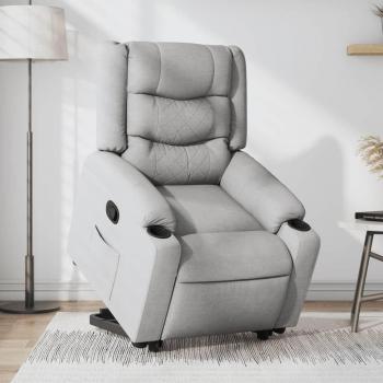 Sillón reclinable elevable de tela gris claro Vidaxl 430095 - Sillón reclinable, elevable, tela, color gris claro