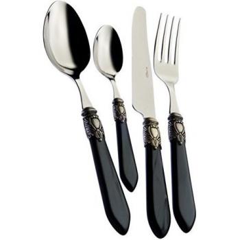 Bugatti - Oxford posate Servizio 24 PZ. Colore Nero/Madreperla