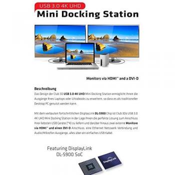 CLUB3D SENSEVISION USB 3.0 4K UHD Mini Docking Station