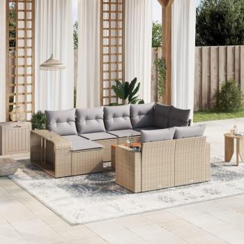 Set de sofás de jardín 11 piezas con cojines Polyrattan Beige