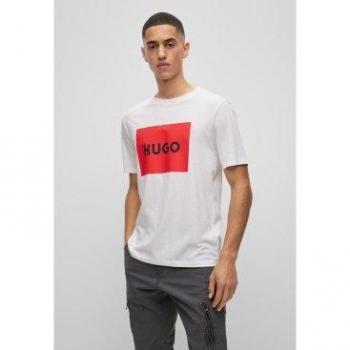 Camiseta HUGO para hombre en color blanco con logo y cuello redondo