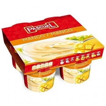 Pascual Yogur Sabor Mango - Paquete de 4 x 125 gr - Total: 500 gr