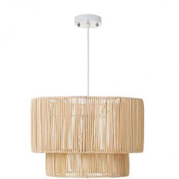 Lámpara de techo doble de rattan natural Ø 38x26 cm - Diseño elegante y moderno
