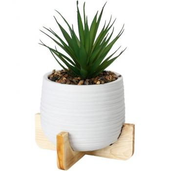 Planta Artificial Con Macetero Y Soporte Blanco Ø15,5X22 Cm