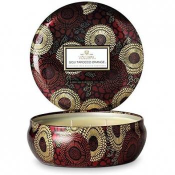 Voluspa Japonica Goji Tarocco Orange 3 Wick Decorative Tin Candle