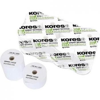 Kores 56677200. Paquete de 8 Rollos Térmicos Libres de Bisfenol A 80x60x12mm y 41,5 Metros para Máquinas Registradoras, TPV, Cajeros, Calculadoras