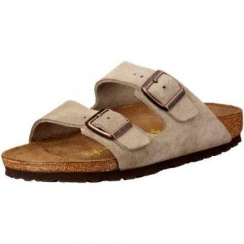 Birkenstock Arizona Suede Leather Sandals in Taupe