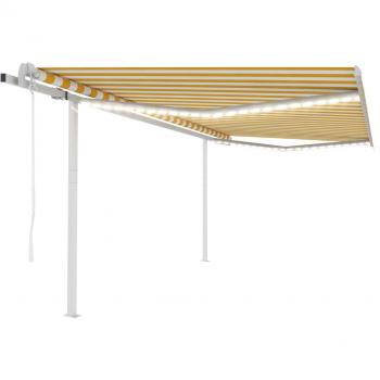 Cortina automática LED con sensor de viento, tipo Día y Noche, dimensiones 4,5x3,5 m, color amarillo y blanco