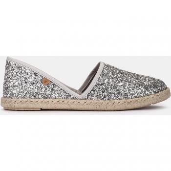 Alpargatas planas de serraje para mujer Verbenas Carmen glitter plata