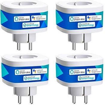 Enchufe Inteligente 16A 3680W, con Control Remoto Meross app, Compatible con Alexa, Google Assistant y SmartThings, Wi-Fi Smart Plug. Paquete de 4