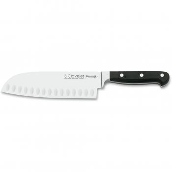 3 Claveles Bavaria - Cuchillo forjado Santoku alveolado, 18 cm