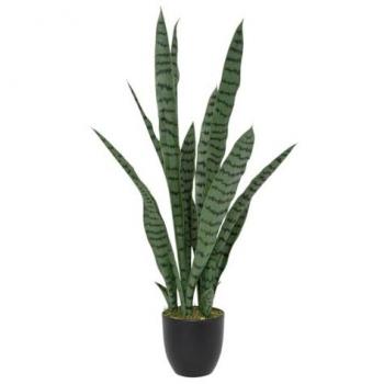 Planta Artificial Sansevieria Toby en Macetero Negro H90 cm