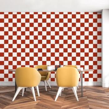 Papel pintado tablero de ajedrez rojo 52x1000 cm