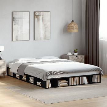 Cama de madera negra de ingeniería 140x200 cm vidaXL