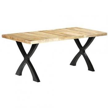 vidaXL Madera Maciza Mango Mesa de Comedor Mobiliario Casa Hogar Diseño Elegante Moderna Estable Práctica Decorativa Duradera Robusta 180x90x76cm