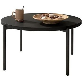 Mesa de café redonda Providence 176, aglomerado laminado, negro, 43cm diámetro