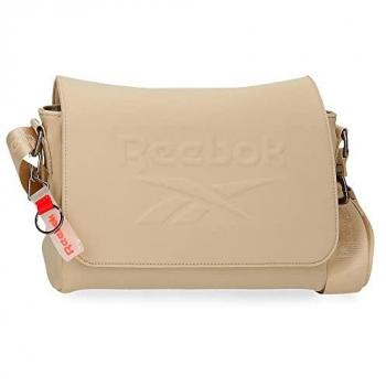 Bolsa de Mensajero Unisex Reebok Noah Taupe con Solapa y Cierre