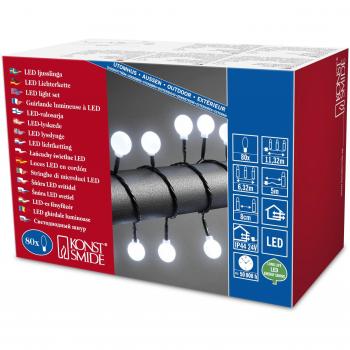 Cadena de luces LED esféricas para exterior, 80 luces, color blanco frío
