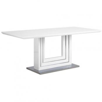 Mesa de Comedor Moderna MDF Blanco 180 x 90 cm Base de Acero Brillante Kalona