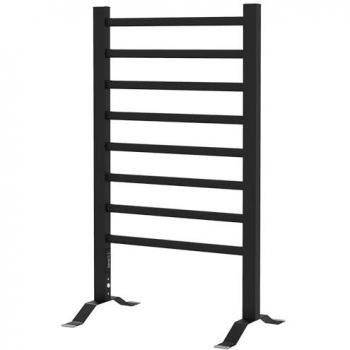 Toallero Eléctrico HOMCOM de Pared o Suelo 150 W con Función de Temporizador, 8 Barras, Aleación de Aluminio, Dimensiones 53x35x90 cm, Color Negro
