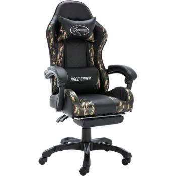 Silla Gaming Torana con Reposapiés en Cuero Sintético Negro y Camuflaje