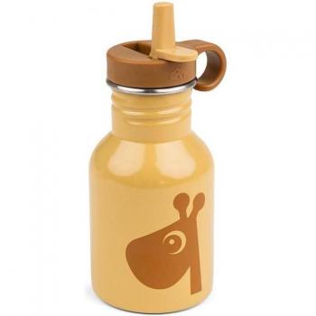 Botella de metal Done By Deer Raffi - Botella de agua infantil con diseño de jirafa, color mostaza, 350 ml.