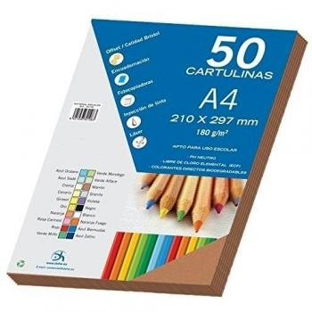 Dohe 30102 - Pack de 50 cartulinas, A4, color marrón