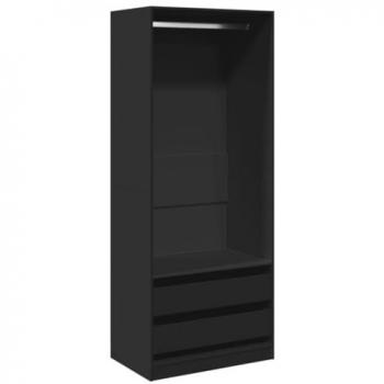 Armario de madera de ingeniería negro 80x50x200 cm, Armario de Almacenamiento, Organizador de Armario, Armario, Armario, Armario de Dormitorio