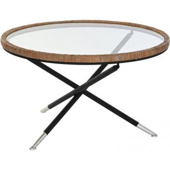 Mesita auxiliar metal cristal 80x80x48 negro