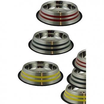 Papillon Comedero Acero Antideslizante Perros y Gatos. 2 Rayas de Colores - 2,6 l