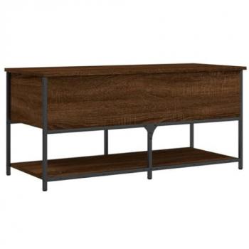 Banco de almacenamiento madera ingeniería marrón roble 100x42,5x47 cm