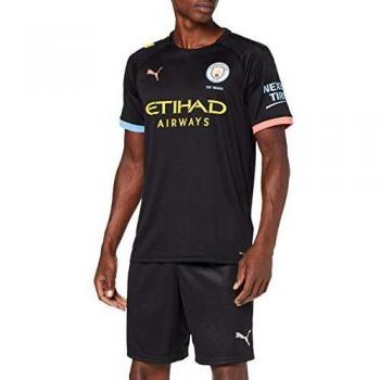 Puma Men's MCFC AWAY Shirt Replica SS Jersey, Black/Georgia Peach, Large