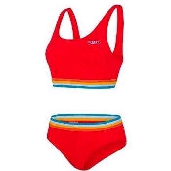 Speedo Solid U-Back 2 Piece Bikini, Mujer, Lava Red/Orange Fizz/Mango/Sky Blue/Blue Bay, 30