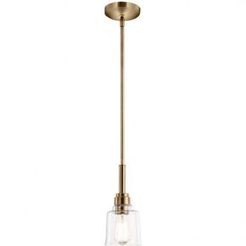Lámpara Colgante Aivian de 1 Luz en Latón Envejecido con Pantalla de Cristal Transparente