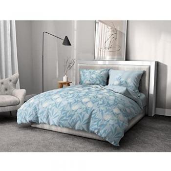 Juego de Funda Nórdica HOME LINGE PASSION 240 x 260 cm Azul 3 Piezas 100% Algodón 57 Hilos Floral