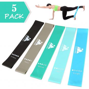 AGM Bandas Elásticas de Fitness, Bandas de Resistencia de Fitness Set de 5, Bandas Ejercicios - Cintas Elásticas para Yoga, Pilates, Crossfit, Musculacion